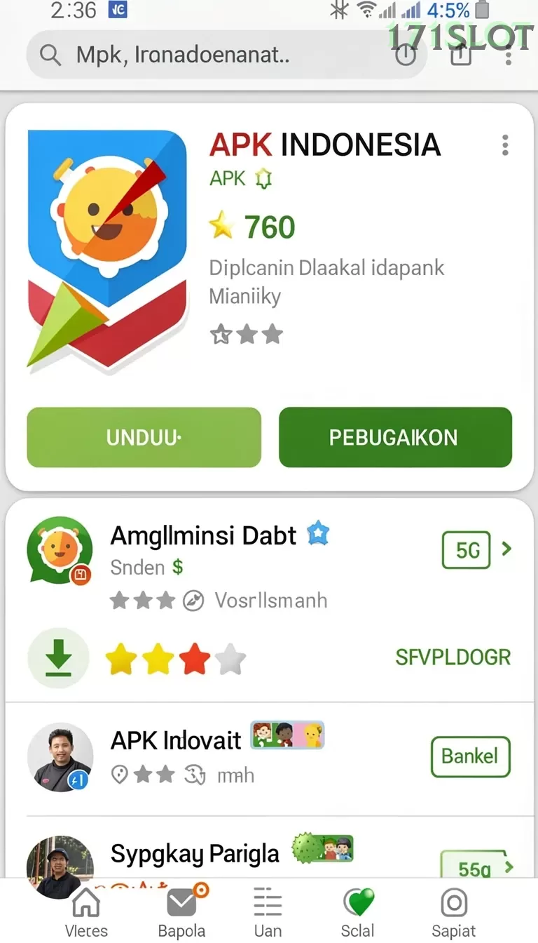 Cuplikan layar UT77 — menu navigasi